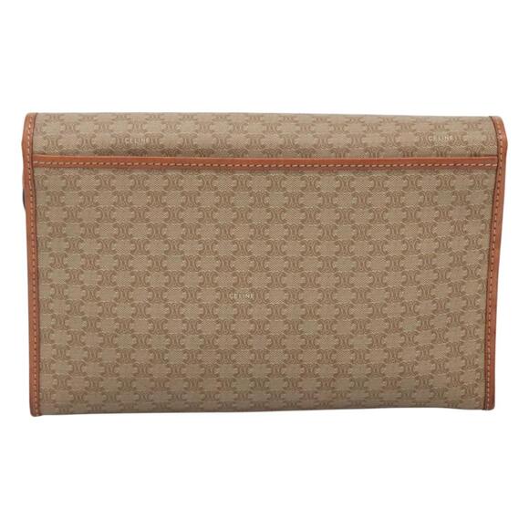 CELINE Macadam Canvas Shoulder Bag Beige Gold - Picture 3 of 12